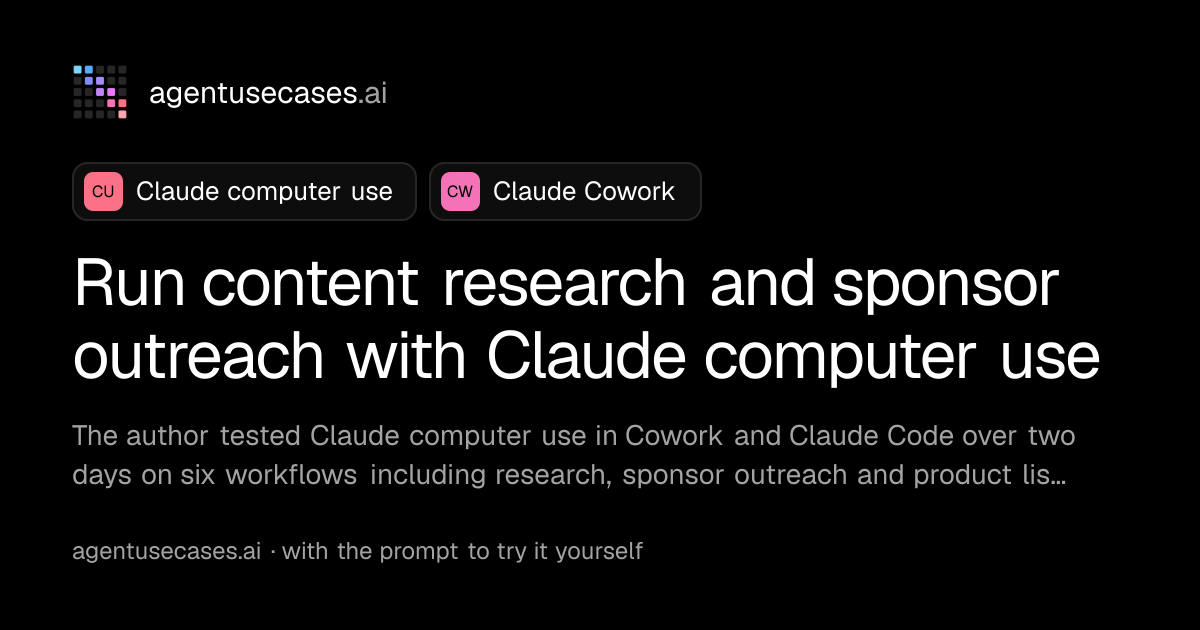 Run content research and sponsor outreach with Claude computer use with ...
